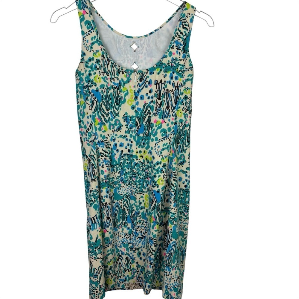 Lilly Pulitzer Ember See Oat Escapades Everglades Gold Shift Dress Size 2 - Picture 2 of 9